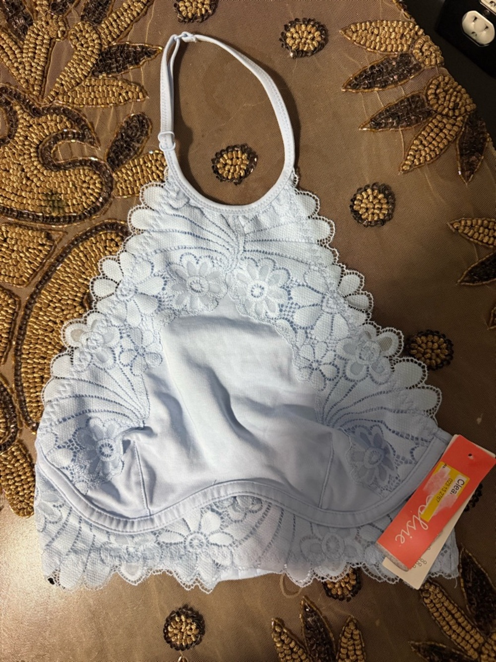 Colsie Light Blue Lace Halter Bralette